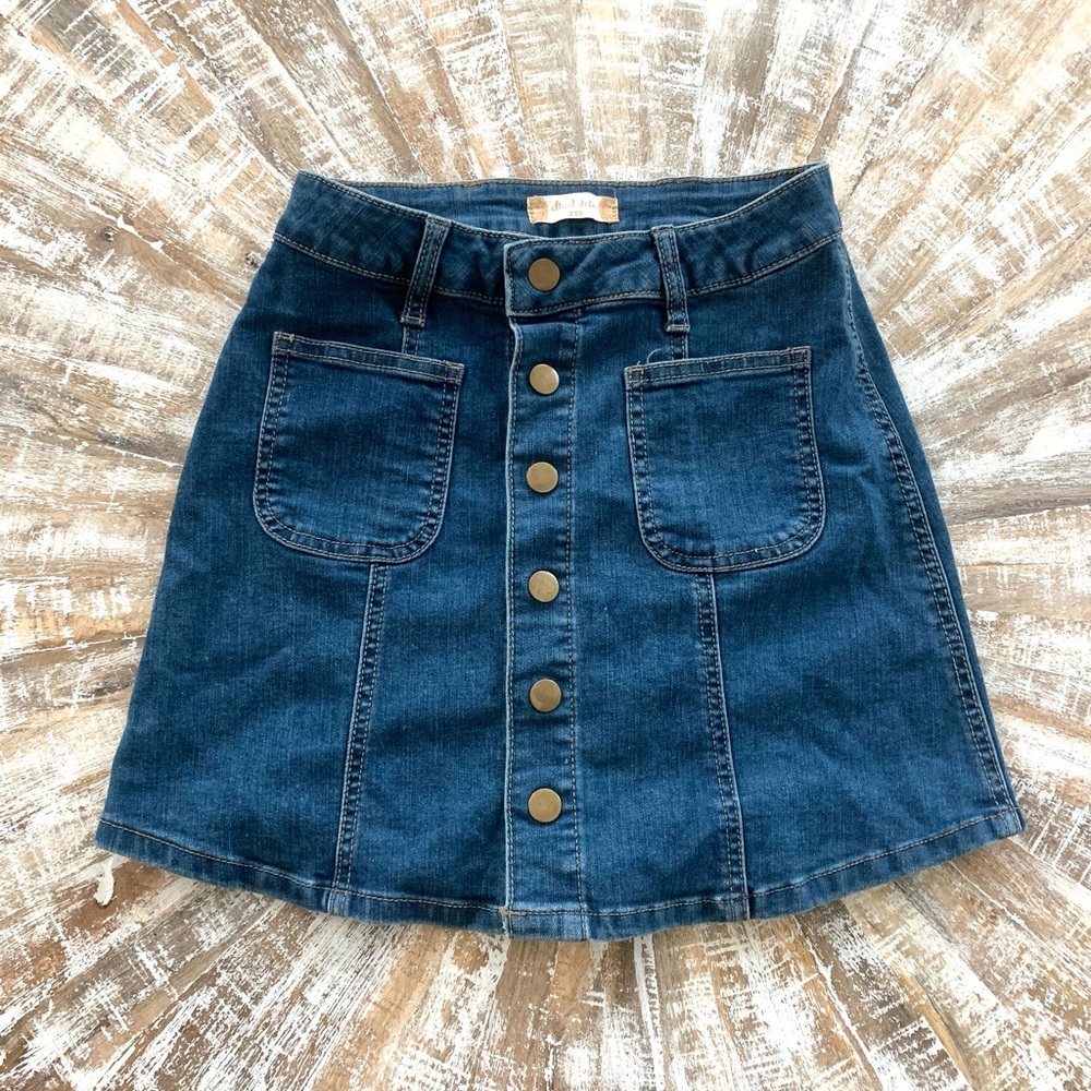Button Down Jean Skirt